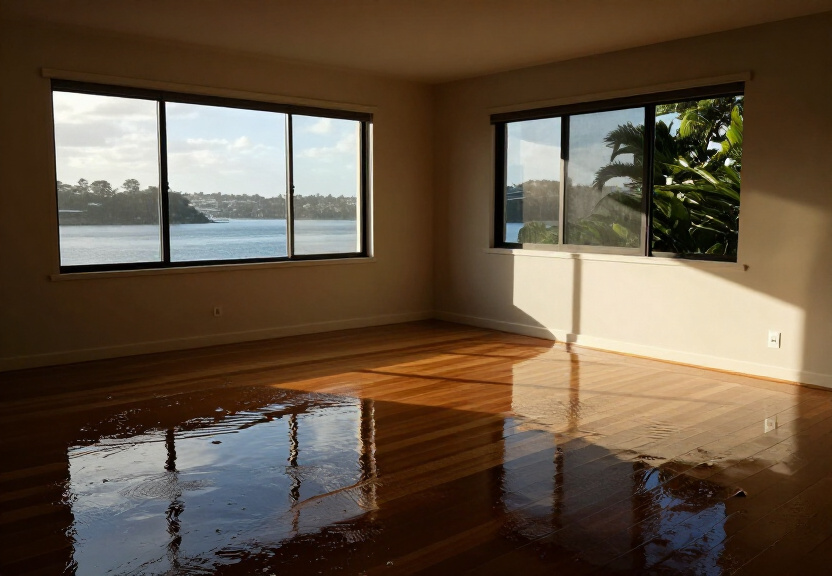 Water-damaged ceiling in a Belmore home before drying